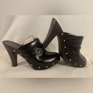 Michael Kors Black Mules with Silver Accents